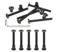PATIKIL M6x55mm Hex Drive Socket Cap Bolt, 10 Set Chicago Screw Binding Post Screw Carbon Steel Dowel Nut with Hex Wrench for Furniture Chair Table Cabinets, Black