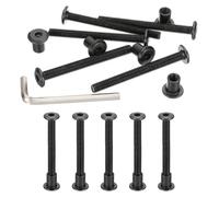 PATIKIL M6x60mm Hex Drive Socket Cap Bolt, 10 Set Chicago Screw Binding Post Screw Carbon Steel Dowel Nut with Hex Wrench for Furniture Chair Table Cabinets, Black