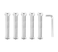 PATIKIL M6x6mm Hex Chicago Screws 8x65mm, 5Pcs 304 Stainless Steel Metric Hex Drive Socket Cap Binding Post Screw Posts for Scrapbook Leather Belt Album Furniture Repair, Silver