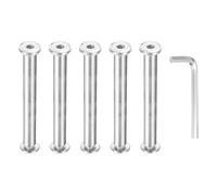 PATIKIL M6x6mm Hex Chicago Screws 8x70mm, 5Pcs 304 Stainless Steel Metric Hex Drive Socket Cap Binding Post Screw Posts for Scrapbook Leather Belt Album Furniture Repair, Silver