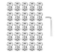 PATIKIL M6x6mm Hex Chicago Screws 8x8mm, 20Pcs 304 Stainless Steel Metric Hex Drive Socket Cap Binding Post Screw Posts for Scrapbook Leather Belt Album Furniture Repair, Silver