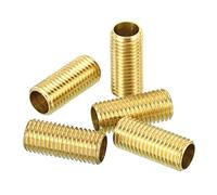 PATIKIL M8 Fine Thread Lamp Pipe, 5 Pack 18mm Threaded Hollow Tube Adapter Brass Coupler Connector Pipe Fitting