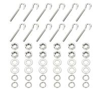 PATIKIL M8 Stainless Steel Eye Bolt, 12 Set Hook Eyelet Bolts Long Shank Threaded with Nut and Washers for Construction Swing Boat Yoga Hanging Bridge Ship Automobile, Silver