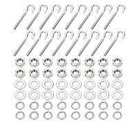 PATIKIL M8 Stainless Steel Eye Bolt, 16 Set Hook Eyelet Bolts Long Shank Threaded with Nut and Washers for Construction Swing Boat Yoga Hanging Bridge Ship Automobile, Silver