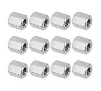 PATIKIL M8 x 1.25-Pitch 304 Stainless Steel Hex Coupling Nuts, 12Pcs 15mm/ 0.6" Length Coarse Fully Threaded Rod Coupling Nut Studding Connector Fasteners, Silver Tone