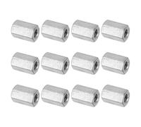 PATIKIL M8 x 1.25-Pitch 304 Stainless Steel Hex Coupling Nuts, 12Pcs 20mm/ 0.8" Length Coarse Fully Threaded Rod Coupling Nut Studding Connector Fasteners, Silver Tone