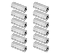 PATIKIL M8 x 1.25-Pitch 304 Stainless Steel Hex Coupling Nuts, 12Pcs 35mm/ 1.4" Length Coarse Fully Threaded Rod Coupling Nut Studding Connector Fasteners, Silver Tone
