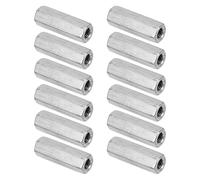 PATIKIL M8 x 1.25-Pitch 304 Stainless Steel Hex Coupling Nuts, 12Pcs 40mm/ 1.6" Length Coarse Fully Threaded Rod Coupling Nut Studding Connector Fasteners, Silver Tone