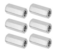 PATIKIL M8 x 1.25-Pitch 304 Stainless Steel Hex Coupling Nuts, 6Pcs 30mm/ 1.2" Length Coarse Fully Threaded Rod Coupling Nut Studding Connector Fasteners, Silver Tone