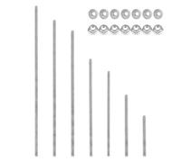 PATIKIL M8 x 1.25mm Fully Threaded Rods 7 Size, 304 Stainless Steel All Threaded Rod Metric Right Hand Threads with 14Pcs Flange Hexagon Nut for Clamps Hangers U-Bolt