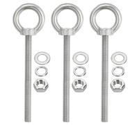 PATIKIL M8 x 100mm Lifting Shoulder Eye Bolt, 3Pcs 304 Stainless Steel Lifting Ring Threaded Eyebolt with Nuts Washers for Hanging Hammocks Articles