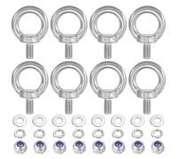 PATIKIL M8 x 13mm Lifting Shoulder Eye Bolt, 8Pcs 304 Stainless Steel Lifting Ring Threaded Eyebolt with Nuts Washers for Hanging Hammocks Articles