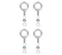 PATIKIL M8 x 20mm Lifting Shoulder Eye Bolt, 4Pcs 304 Stainless Steel Lifting Ring Threaded Eyebolt with Nuts Washers for Hanging Hammocks Articles