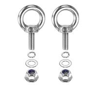 PATIKIL M8 x 20mm Shoulder Eye Bolt, 2 Pcs 304 Stainless Steel Lifting Ring Threaded Eye Bolt with Flange Lock Nuts Spring and Flat Washers for Hanging Tie Down Straps Outdoor Indoor