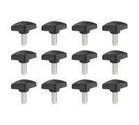 PATIKIL M8 x 20mm Tee Thumb Screws, 12 Pcs 35mm Width Carbon Steel Tee Wing Knobs Screws Clamping t Head Handles Thumbscrew Bolt Screw Kit for Replace Hand Tightening Knob Supply, Black