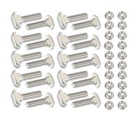 PATIKIL M8 x 28 mm T-Slot Bolts, 20 Sets Drop-in Bolt Hammer Head with Hexagon Flange Nuts T-Bolt Stud Sliding Screw for 45 Series Aluminum Extrusion Profile, Silver
