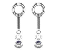 PATIKIL M8 x 30mm Shoulder Eye Bolt, 2 Pcs 304 Stainless Steel Lifting Ring Threaded Eye Bolt with Flange Lock Nuts Spring and Flat Washers for Hanging Tie Down Straps Outdoor Indoor