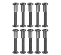 PATIKIL M8 x 35 mm Hex Chicago Screws, 10 Set Binding Screw Posts Connecting Hex Drive Socket Cap Bolt Nuts for Scrapbook Leather Belt Album Photo Furniture Repair, Black