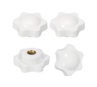 PATIKIL M8 x 38mm Thread Clamping Nuts, 4 Pcs 6 Star Knob Screws Female Thread Screw-On Grip Handle Nuts for Umbrella Base Replacement, White