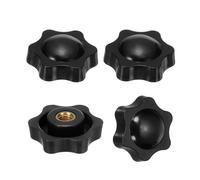 PATIKIL M8 x 38mm Thread Clamping Nuts, 4 Pcs 6 Star Knob Screws Female Thread Screw-On Grip Handle Nuts for Umbrella Base Replacement, Black
