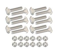 PATIKIL M8 x 43 mm T-Slot Bolts, 12 Sets Drop-in Bolt Hammer Head with Hexagon Flange Nuts T-Bolt Stud Sliding Screw for 45 Series Aluminum Extrusion Profile, Silver