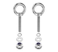 PATIKIL M8 x 45mm Shoulder Eye Bolt, 2 Pcs 304 Stainless Steel Lifting Ring Threaded Eye Bolt with Flange Lock Nuts Spring and Flat Washers for Hanging Tie Down Straps Outdoor Indoor