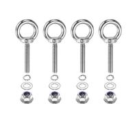 PATIKIL M8 x 45mm Shoulder Eye Bolt, 4 Pcs 304 Stainless Steel Lifting Ring Threaded Eye Bolt with Flange Lock Nuts Spring and Flat Washers for Hanging Tie Down Straps Outdoor Indoor