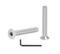 PATIKIL M8 x 55 mm Flat Head Socket Cap Screws, 4 Pcs 304 Stainless Steel Head Screw Bolts Hex Socket Drive Countersunk Bolts for Binding Furniture Table Machinery, Silver