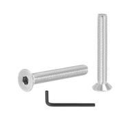 PATIKIL M8 x 60 mm Flat Head Socket Cap Screws, 4 Pcs 304 Stainless Steel Head Screw Bolts Hex Socket Drive Countersunk Bolts for Binding Furniture Table Machinery, Silver