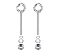 PATIKIL M8 x 80mm Shoulder Eye Bolt, 2 Pcs 304 Stainless Steel Lifting Ring Threaded Eye Bolt with Flange Lock Nuts Spring and Flat Washers for Hanging Tie Down Straps Outdoor Indoor