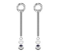 PATIKIL M8 x 90mm Shoulder Eye Bolt, 2 Pcs 304 Stainless Steel Lifting Ring Threaded Eye Bolt with Flange Lock Nuts Spring and Flat Washers for Hanging Tie Down Straps Outdoor Indoor