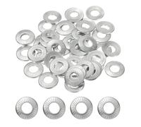 PATIKIL M8x16x1.4mm Flat Washers 50Pcs 65Mn Steel Belleville Spring Disc Washer Conical Knurled Metric Gasket for Automotive Industrial Construction (White Zinc Plating)
