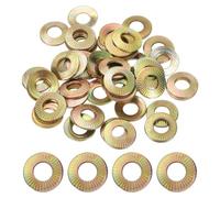 PATIKIL M8x16x1.4mm Flat Washers 50Pcs 65Mn Steel Belleville Spring Disc Washer Conical Knurled Metric Gasket for Automotive Industrial Construction (Yellow Zinc Plating)