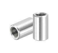 PATIKIL M8x1mm Pitch 304 Stainless Steel Round Coupling Nuts, 2 Pcs 20mm / 0.79" Length Metric Fine Thread Connector Sleeve Rod Bar Stud Fully Threaded Nut Fasteners, Silver Tone