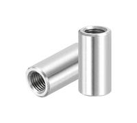 PATIKIL M8x1mm Pitch 304 Stainless Steel Round Coupling Nuts, 2 Pcs 25mm / 0.98" Length Metric Fine Thread Connector Sleeve Rod Bar Stud Fully Threaded Nut Fasteners, Silver Tone