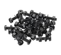 PATIKIL M8x30mm Black Nylon Bolts Plastic Nuts Full Thread Head Screws, 24 Pcs