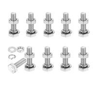 PATIKIL M8x30mm Hex Bolt with Nuts Flat Spring Lock Washers, 10 Set Stainless Steel Hexagon Screw Bolts Full Coarse Thread Metric Bolt Assortment Kit