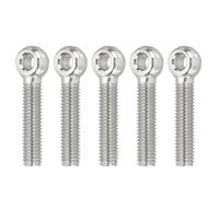 PATIKIL M8x45mm Lifting Shoulder Eye Bolts, 5 Pcs Machinery Shoulder Lifting Screw Bolt 304 Stainless Steel Threaded Screw Eyebolt for Lifting Hanging Valves Fasteners, Silver