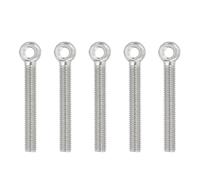 PATIKIL M8x66mm Lifting Shoulder Eye Bolts, 5 Pcs Machinery Shoulder Lifting Screw Bolt 304 Stainless Steel Threaded Screw Eyebolt for Lifting Hanging Valves Fasteners, Silver