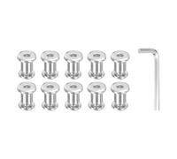 PATIKIL M8x8mm Hex Chicago Screws 10x12mm, 10Pcs 304 Stainless Steel Metric Hex Drive Socket Cap Binding Post Screw Posts for Scrapbook Leather Belt Album Furniture Repair, Silver