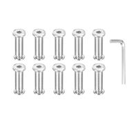 PATIKIL M8x8mm Hex Chicago Screws 10x30mm, 10Pcs 304 Stainless Steel Metric Hex Drive Socket Cap Binding Post Screw Posts for Scrapbook Leather Belt Album Furniture Repair, Silver