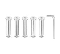 PATIKIL M8x8mm Hex Chicago Screws 10x50mm, 5Pcs 304 Stainless Steel Metric Hex Drive Socket Cap Binding Post Screw Posts for Scrapbook Leather Belt Album Furniture Repair, Silver