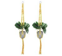 PATIKIL Macrame Plant Hangers Indoors, 2 Pack Hanging Plant Shelf Planter Basket Nylon Rope for Home Decor Hanging Wall Ceiling Window, Yellow
