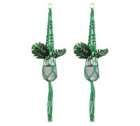 PATIKIL Macrame Plant Hangers Indoors, 2 Pack Hanging Plant Shelf Planter Basket Nylon Rope for Home Decor Hanging Wall Ceiling Window, Green