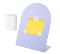 PATIKIL Magnetic Bulletin Board, Memo Magnet Display Stand Board with 3 Flower Magnets & Pen Holder for Home Office Kitchen Restaurant Cafe Supplies, Purple/White