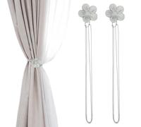 PATIKIL Magnetic Curtain Tiebacks, 2 Pack Resin Flower Drapery Holdbacks, Vintage Curtain Holdbacks Rope, Magnetic Window Drapery Decorative for Home, Cafe, Office, Gray
