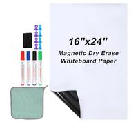 PATIKIL Magnetic Dry Erase Whiteboard Paper, 16"x24" Self Adhesive White Board Stickers for Wall Whiteboard Contact Paper Sheet with Marker, Magnetic Eraser and Magnets, White