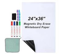PATIKIL Magnetic Dry Erase Whiteboard Paper, 24"x36" Self Adhesive White Board Stickers for Wall Whiteboard Contact Paper Sheet with Marker, Magnetic Eraser and Magnets, White