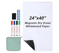 PATIKIL Magnetic Dry Erase Whiteboard Paper, 24"x40" Self Adhesive White Board Stickers for Wall Whiteboard Contact Paper Sheet with Marker, Magnetic Eraser and Magnets, White