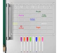 PATIKIL Magnetic Fridge Calendar, 2Pcs Acrylic Weekly Dry Erase Board Includes 8 Markers, Clear Refrigerator Monthly Planner Whiteboard Magnet Planning Transparent Calendars Large, 16"x12"